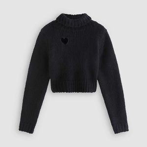 Heart Cutout Sweater Black